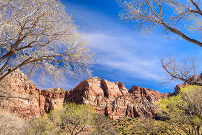 Rock formations against sky at zion national park