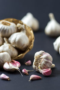 Close-up of garlic on table