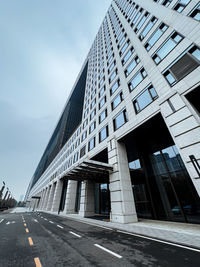 Low angle view of modern buildings against sky