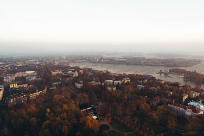 High angle view of townscape against sky