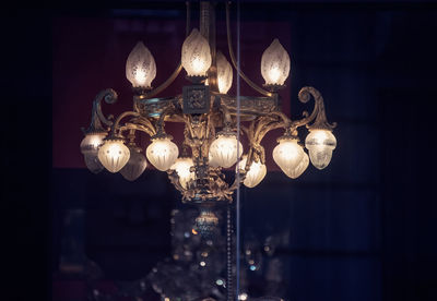 Close-up of illuminated chandelier