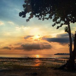 Scenic view of sea at sunset