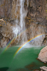 Scenic view of rainbow over sea