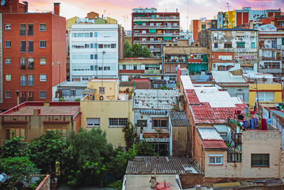 High angle view of residential buildings