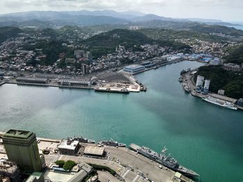 High angle view of city