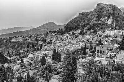 High angle view of townscape against sky