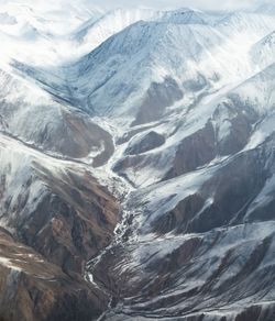 Aerial view of snowcapped mountains