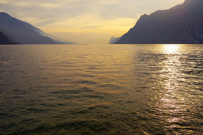 Scenic view of sea against sky during sunset