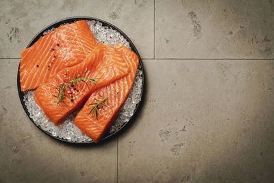 High angle view of food on table