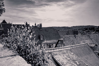 High angle view of townscape against sky