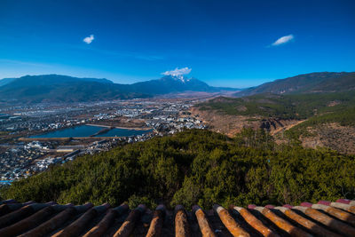 Scenic view of landscape against blue sky