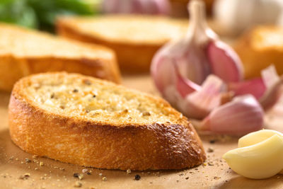 Close-up of bread on table