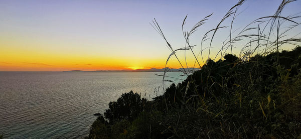 Scenic view of sea against sky during sunset