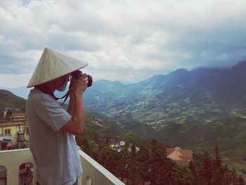 Man standing on mountain landscape