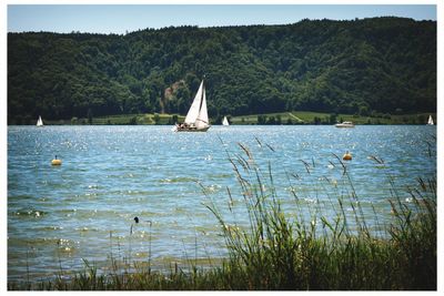 Scenic view of lake and mountains