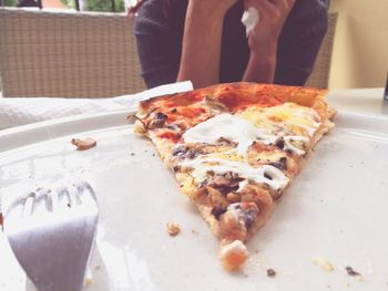 Close-up of pizza on table