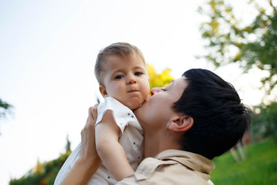 Portrait of mother and son