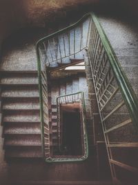 High angle view of spiral stairs