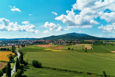 Sleza mountain landscape. aerial view of mountains with forest.