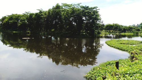 Scenic view of lake against sky