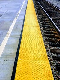 High angle view of railroad station platform