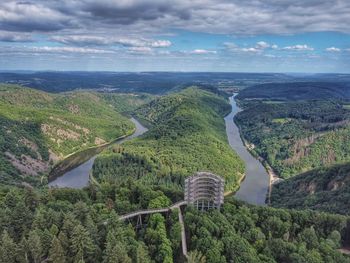 High angle view of landscape against sky