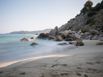 Scenic view of sea against clear sky