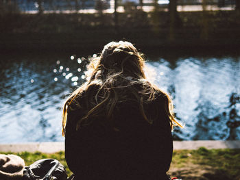 Woman standing in water