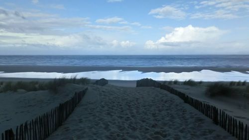 Scenic view of beach against sky