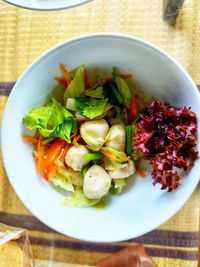 High angle view of salad served in plate
