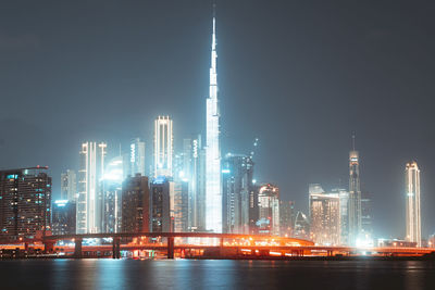 Illuminated city at night