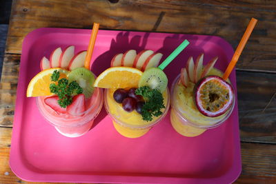 High angle view of food on table