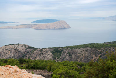 Aerial view of a bay and island in croatia