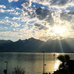 Scenic view of lake at sunset