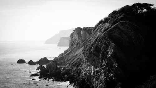 Scenic view of sea against clear sky