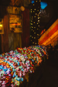 Close-up of multi colored candies at store