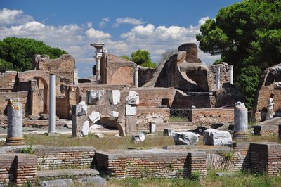 Old ruins against cloudy sky at pompeii