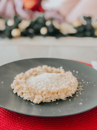 Close-up of dessert in plate on table