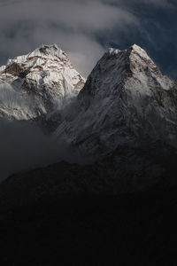 Sunset light over the mountains, himalayas, nepal