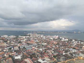 High angle view of townscape against sky