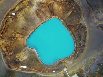 Aerial view of volcanic lake