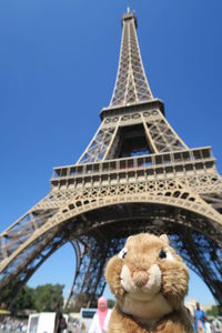 Low angle view of eiffel tower against clear sky