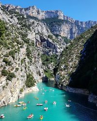 Scenic view of sea and mountains