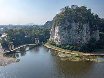 Bridge over river against sky