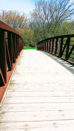 Walkway amidst trees against sky