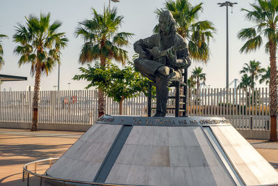 Algeciras, spain - july 01, 2018. the statue of spanish guitarist paco de lucia algeciras city,spain