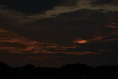 Low angle view of silhouette trees against sky at sunset