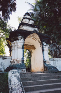 Low angle view of steps by building