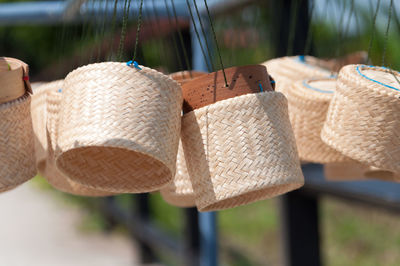 Close up of hanging baskets