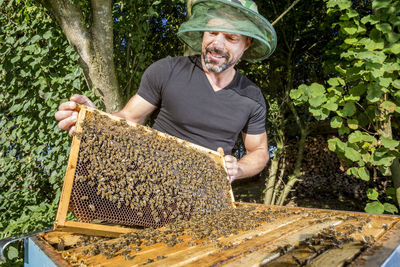 Portrait of man working in farm